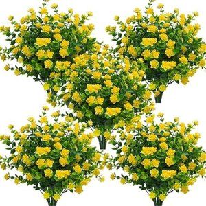 10 Bundles Artificial Fake Flowers, Faux Outdoor Plastic Plants